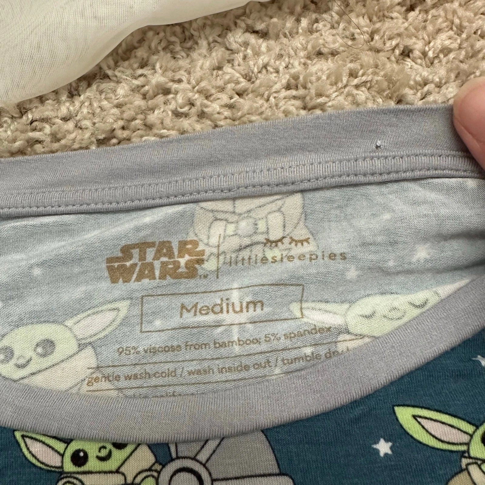 Little Sleepies Mens Adult Medium Grogu Star Wars Pajama Set Preowned