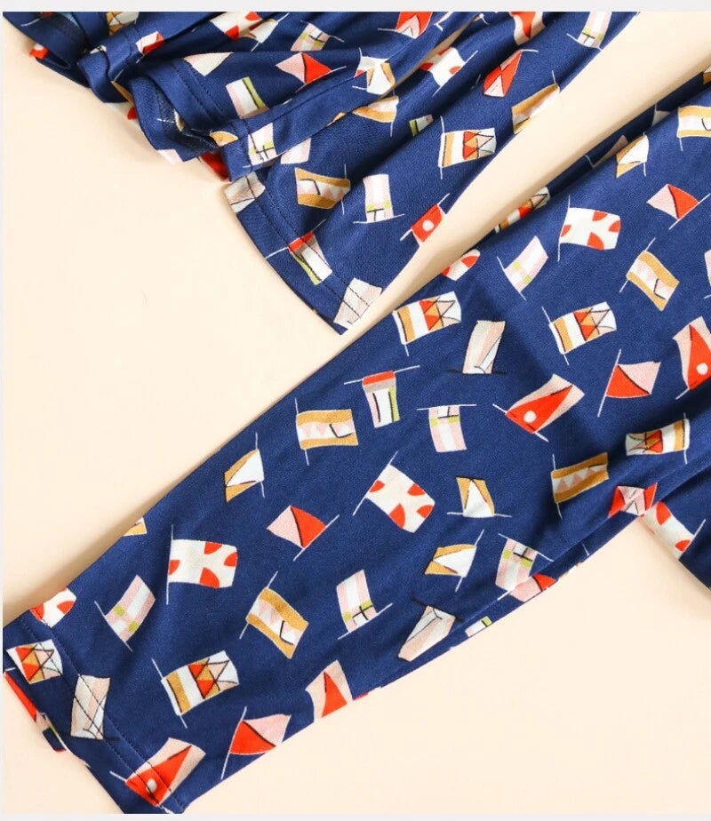 100% Silk Long Sleeve Pajamas For Men Silk Underwear Long Trousers Naked Feeling
