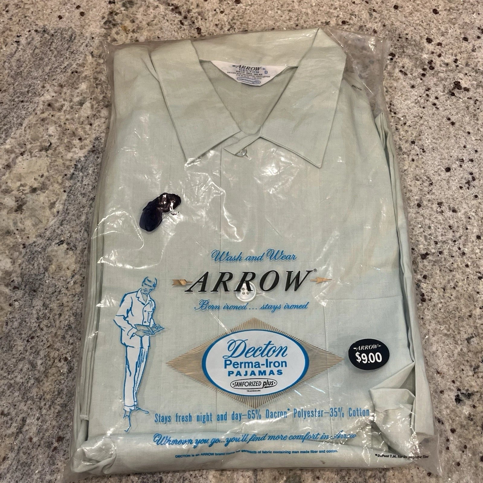 Arrow Decton Pajama Set Men Medium M Sanfornized Dacron Poly Vintage 60s NOS New