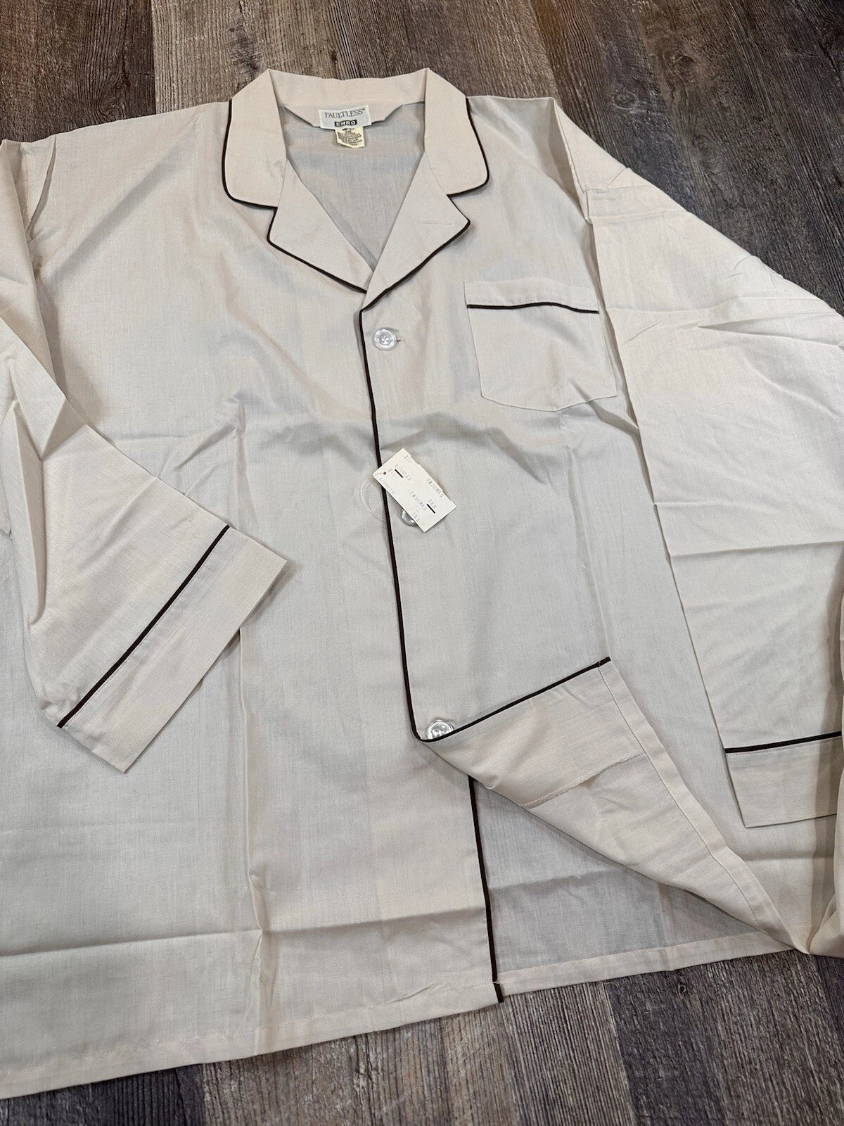 NWT Vintage Faultless ENRO Mr Big Men's 2XL Top Bottoms Pajama Set Biege
