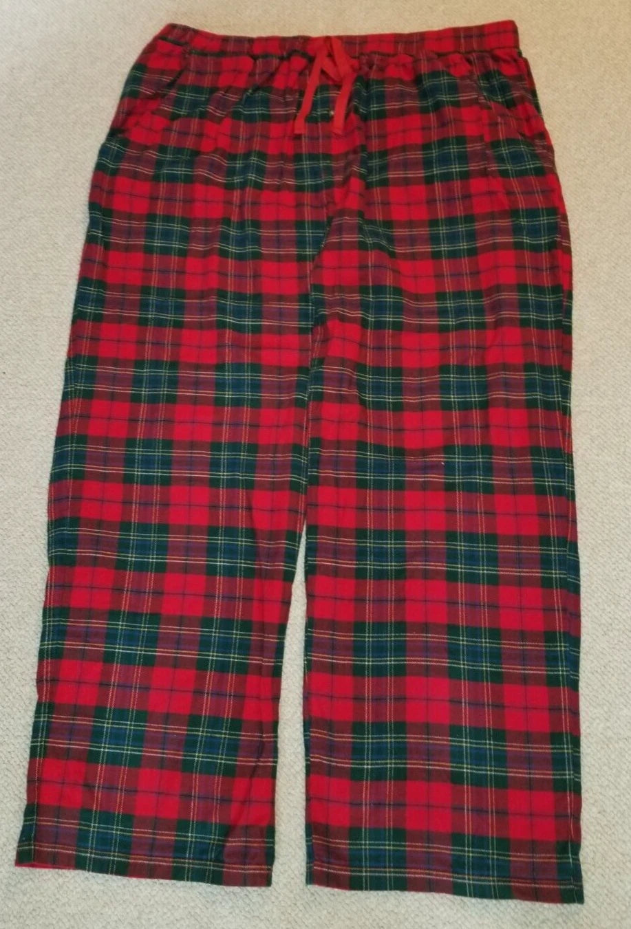 Mens Pajama Set-PENDLETON-red/green Scotch plaid 100% cotton flannel-XL