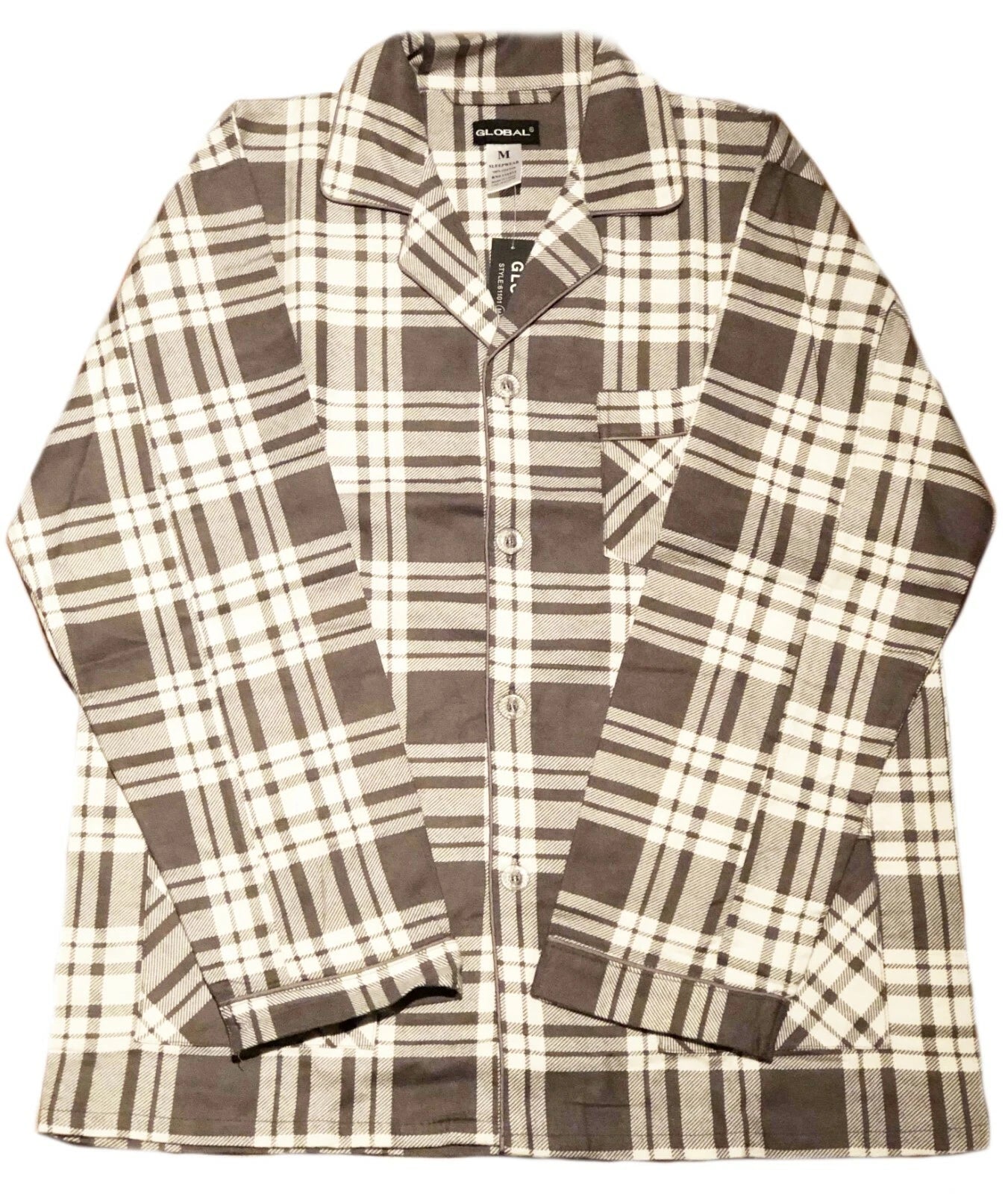 Men's Long Sleeve Pajama Lounge Set Comfortable PJ's Soft Fleece Plaid Sleepwear