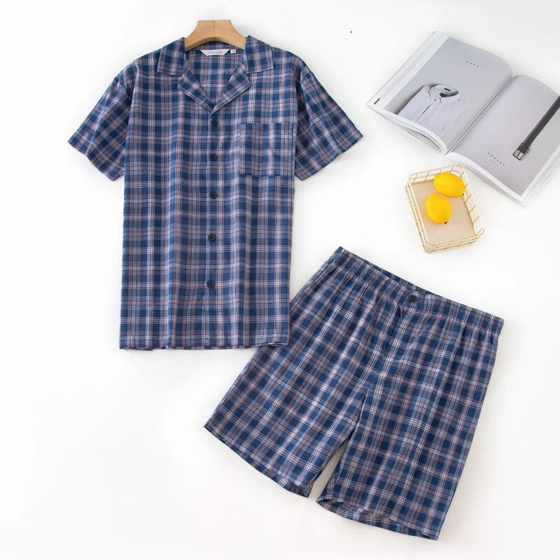 Mens Short Pyjama Set Cotton Pyjamas T Shirt Shorts Loungewear Sets Nightwear