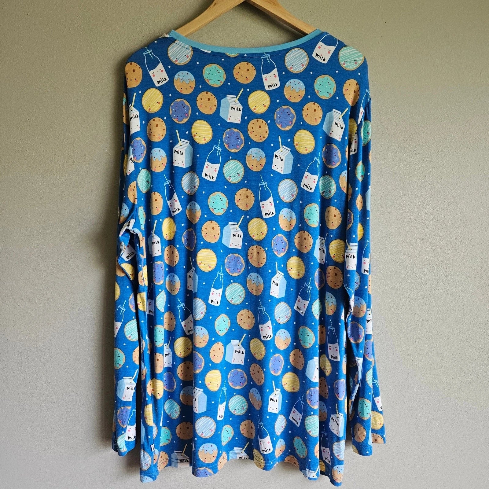 Little Sleepies Pajama Set Men's XXL Blue Cookie Milk Bamboo Comfort PJs Lounge