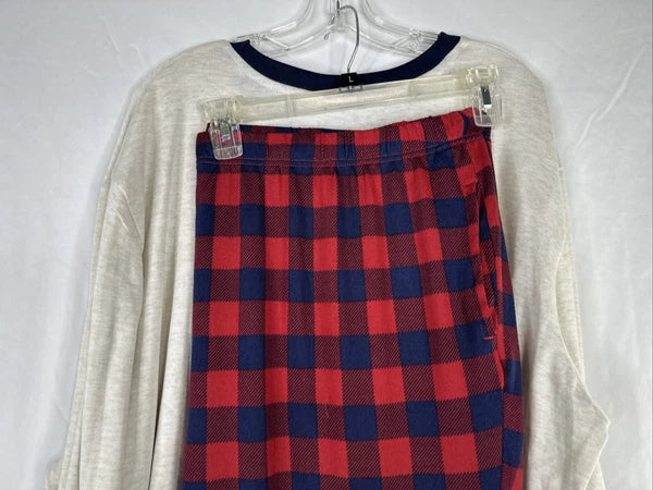 Dearfoams Pajama Set Mens Size 3XL Ivory Red Plaid PAPA BEAR