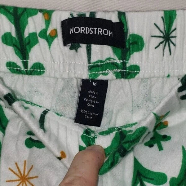 Nordstrom Pajama Set Mens MEDIUM Christmas Trees Flannel Long Sleeve $69 NEW