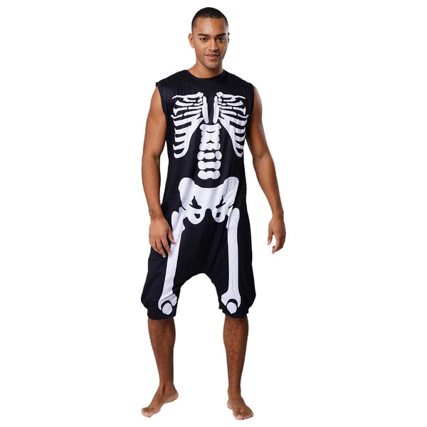Men's Loose Romper Pajamas Jumpsuit Sleepwear Zipper Crotch One Piece Bodysuit