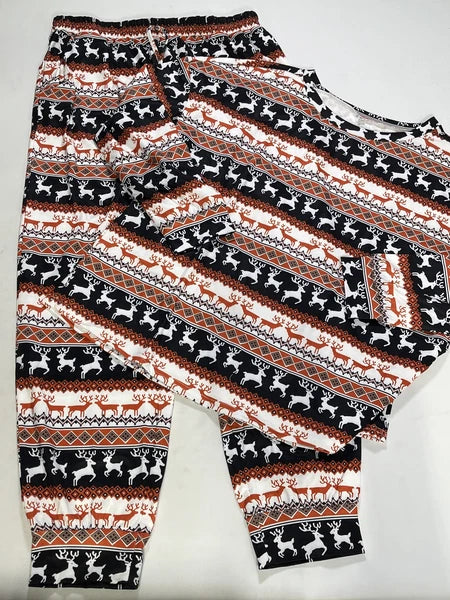 Mens Reindeer Black Pajama Set Size XL EUC