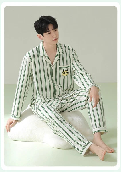 Fashion New Men's Striped Sleepwear Antibacterial Comfortable Fashion Pajama Set