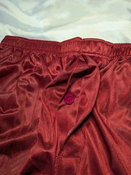JOHN BLAIR Men's Large 2 Pc Pajama Set Sleepwear Burgundy SATIN Pants Button Top