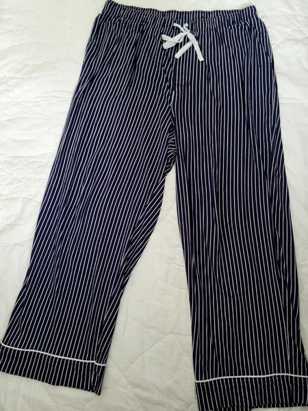 Pajamagram Pajamas Mens XL Blue Striped Sneezy Sleep Set Stretch Cotton New