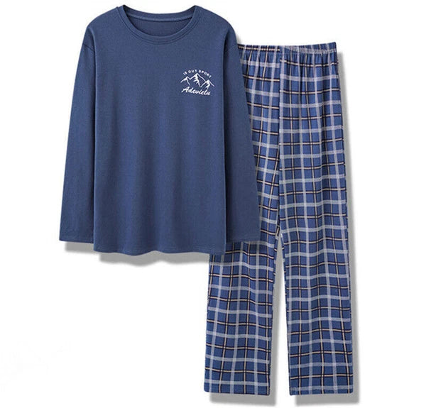 Men's t Pajamas Sets Men Plaid Pants Pure Cotton Male Sleepwear 4XL Nightwear