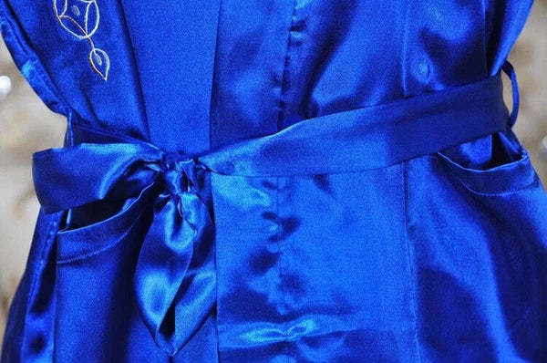 Bathrobe Men Satin Silk Robe Embroidery Dragon Kimono Sleepwear Fashion Style