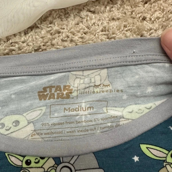 Little Sleepies Mens Adult Medium Grogu Star Wars Pajama Set Preowned
