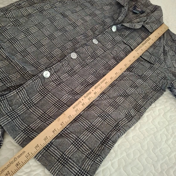Flannel Pajamas Black Tan plaid mens M Adjust. Waist Cotton Old Money Grandpa