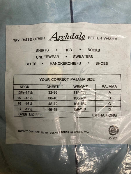 mens vintage light blue pajama set NEW Archdale (size 42/44)