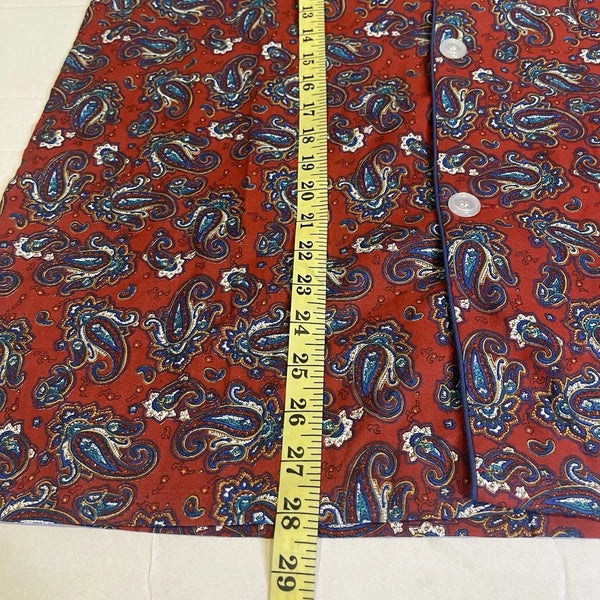 Bill Blass Men’s Pajama Set 2 Piece Paisley Print Blue Red Large 100% Cotton