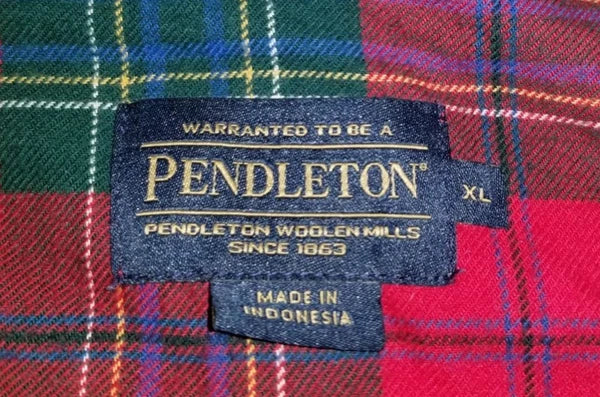 Mens Pajama Set-PENDLETON-red/green Scotch plaid 100% cotton flannel-XL