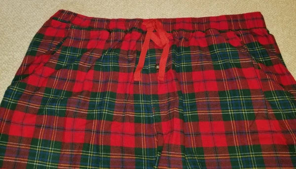 Mens Pajama Set-PENDLETON-red/green Scotch plaid 100% cotton flannel-XL