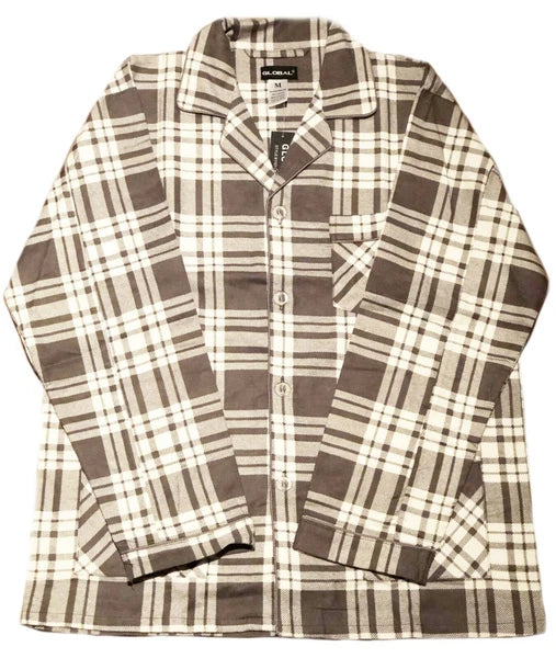 Men's Long Sleeve Pajama Lounge Set Comfortable PJ's Soft Fleece Plaid Sleepwear