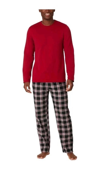 New Men's Cuddl Duds Cozy Relaxed Fit Lodge Pajama Set Red / plaid L