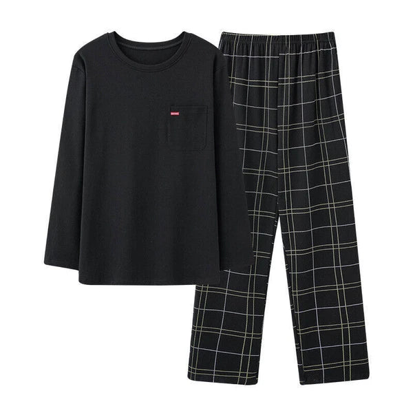 Men's t Pajamas Sets Men Plaid Pants Pure Cotton Male Sleepwear 4XL Nightwear