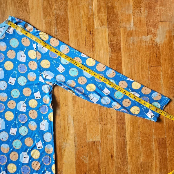 Little Sleepies Pajama Set Men's XXL Blue Cookie Milk Bamboo Comfort PJs Lounge