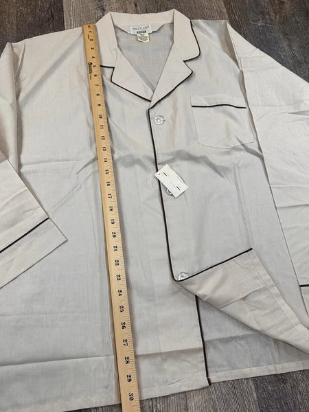NWT Vintage Faultless ENRO Mr Big Men's 2XL Top Bottoms Pajama Set Biege
