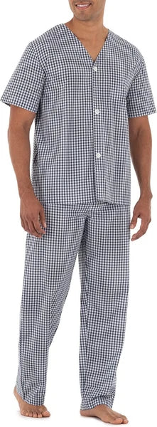 Fruit of the Loom Pajama Lounge Set Men Size 4XL Navy Plaid Check Drawstring NEW