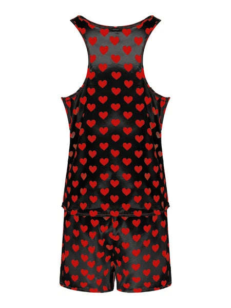 Mens Satin Pajamas Set Sleeveless Tank Top with Shorts Sleepwear Nightwear