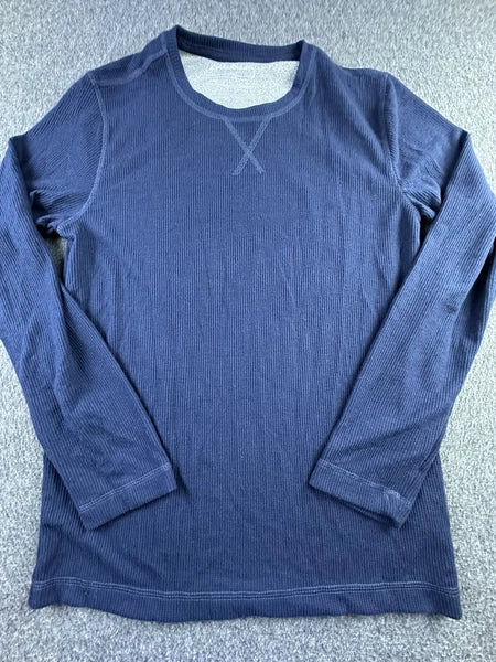 Eddie Bauer Pajama Set Mens Medium 2 Piece Blue Gray Long Sleeve Pants Lounge