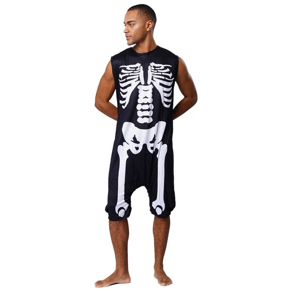 Men's Loose Romper Pajamas Jumpsuit Sleepwear Zipper Crotch One Piece Bodysuit