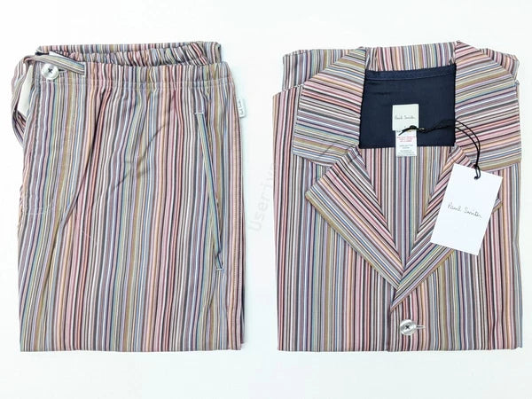 Paul Smith Pyjama Set - BNWT Signature Stripe Short Sleeve Top & Long Bottoms