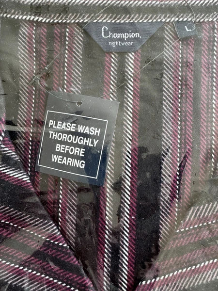 Mens Champion Brushed Cotton Burgundy Check Pyjamas Size L Brand New