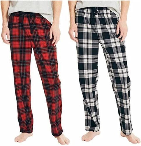 Nautica Men's Sueded Fleece Pajama Pants 2 Pack, Black/red - M