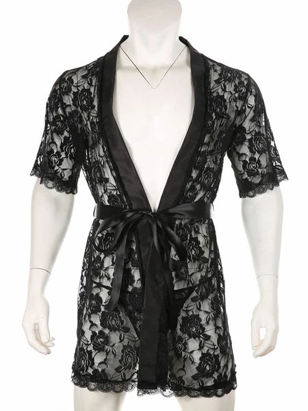 Men's Silk Satin Pajamas Hooded Bathrobe with Belted Set Bath Robe Sleepwear