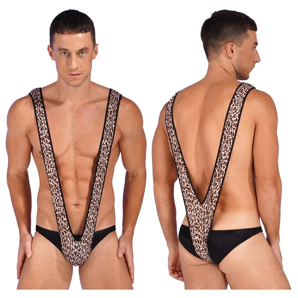 Men's Loose Romper Pajamas Jumpsuit Sleepwear Zipper Crotch One Piece Bodysuit