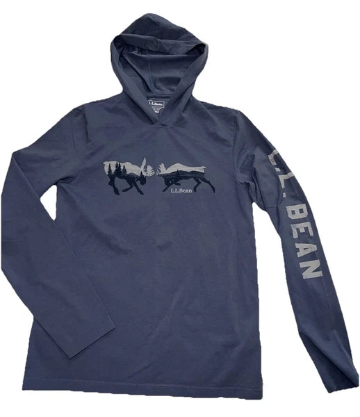 L.L. Bean Pajama Set Men Size S Blue Wicked Soft Knit Long-Sleeve Hoodie & Pants