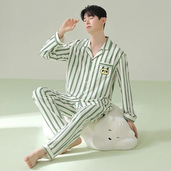 Fashion New Men's Striped Sleepwear Antibacterial Comfortable Fashion Pajama Set