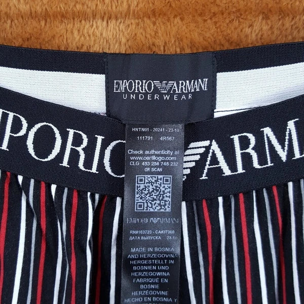 EMPORIO ARMANI Sleepwear Mens Medium Black Stripe Pajama PJs Set Cotton $155
