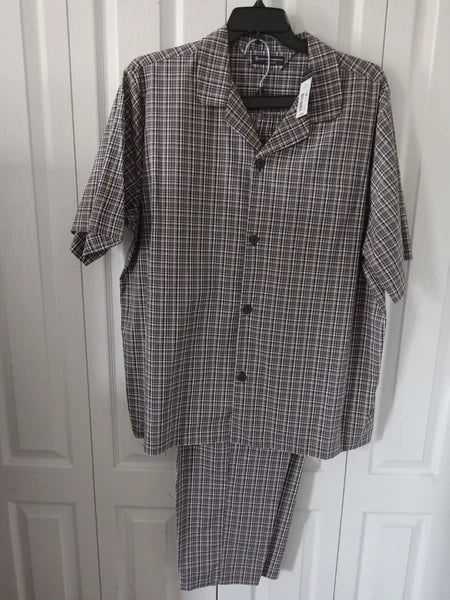 Hart Schaffner Marx Size XL Men's Plaid Short Sleeve Pajama Set (NWT)