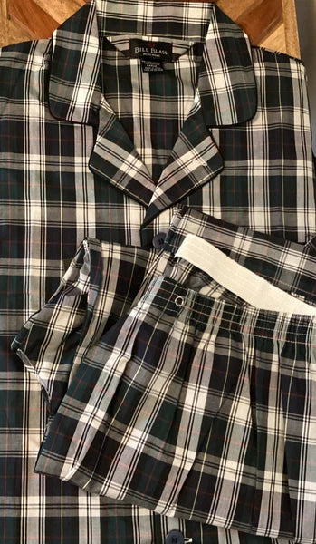 Bill Blass Pajama Set Men’s Size L Green Plaid Long Sleeve Lightweight NWT