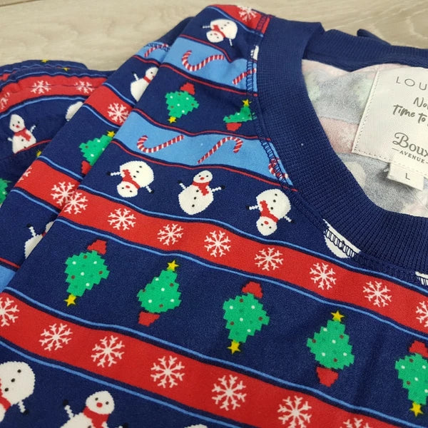 NEW Boux Avenue Multi Festive Mens PYJAMA SET Lounge Christmas Print LARGE A751