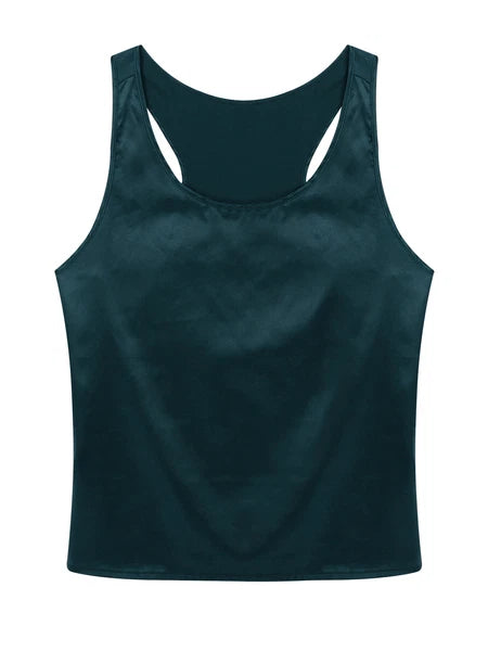Mens Satin Pajamas Set Sleeveless Tank Top with Shorts Sleepwear Nightwear