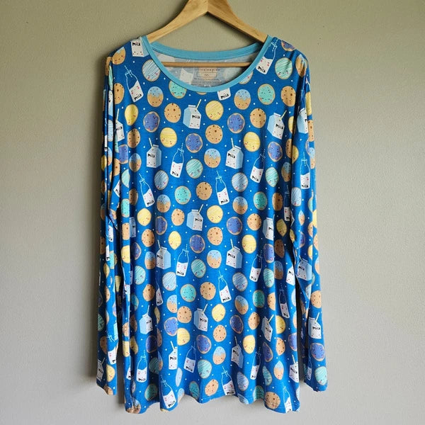Little Sleepies Pajama Set Men's XXL Blue Cookie Milk Bamboo Comfort PJs Lounge
