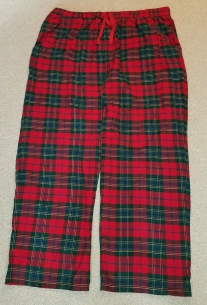 Mens Pajama Set-PENDLETON-red/green Scotch plaid 100% cotton flannel-XL