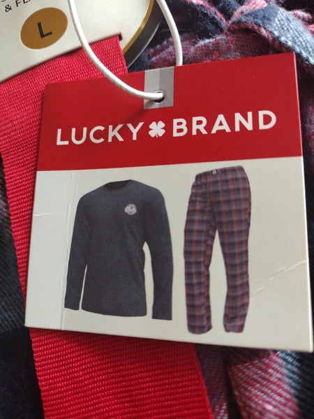 Lucky Brand Pajamas Set Mens Sz Large Thermal Top Flannel Pants Christmas New