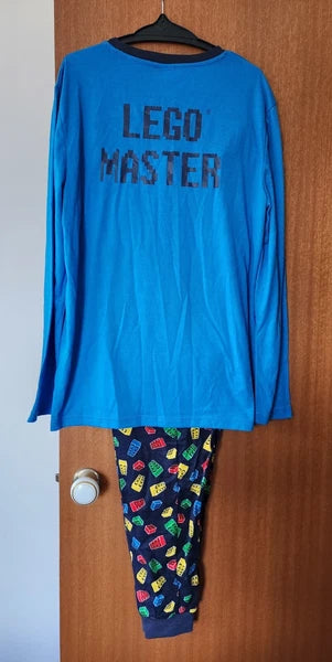 Lego Master Mens Blue Navy Printed 2 Piece Long Pyjama Set Size M New