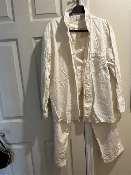 Men’s Dream fit Bamboo Cotton Pajama Set Large Ivory Soft