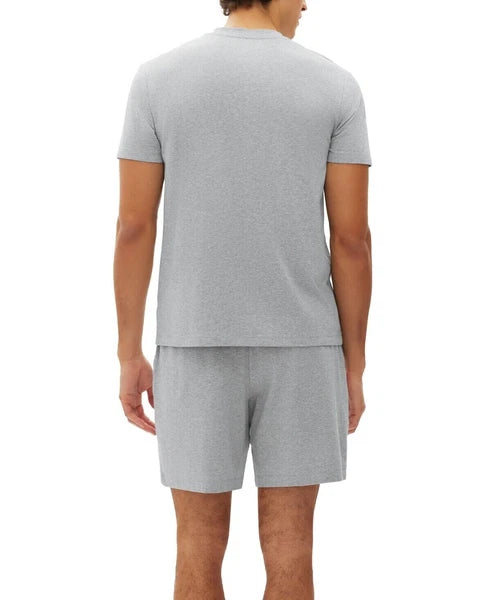 GAP Men's 2 Pc Pajama Set of Henley Top & Short, Heather Grey, XL